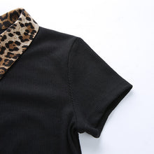 Load image into Gallery viewer, Turn-down Collar Leopard Printed Tshirt