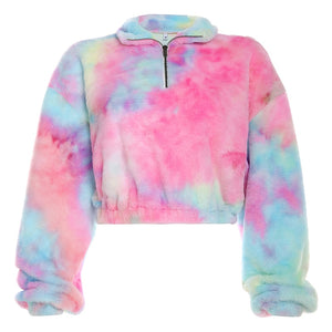 Furry Tie Die Crop Top