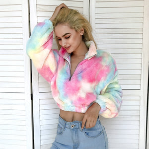 Furry Tie Die Crop Top