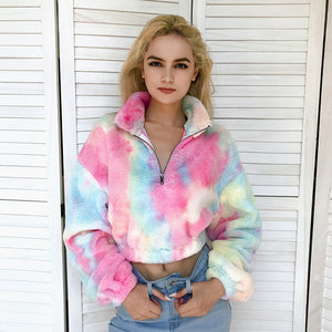 Furry Tie Die Crop Top