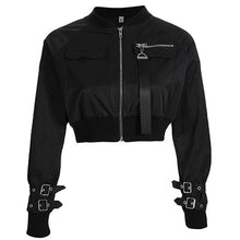 Load image into Gallery viewer, Streetwear Black Bomber Jacket