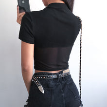 Load image into Gallery viewer, Patchwork Black Mesh Tshirt