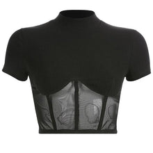 Load image into Gallery viewer, Patchwork Black Mesh Tshirt