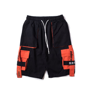 Side Ribbon Multi Pockets Cargo Shorts