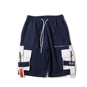 Side Ribbon Multi Pockets Cargo Shorts