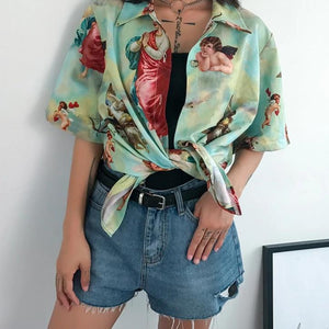 Korean Printed Angel Shirt